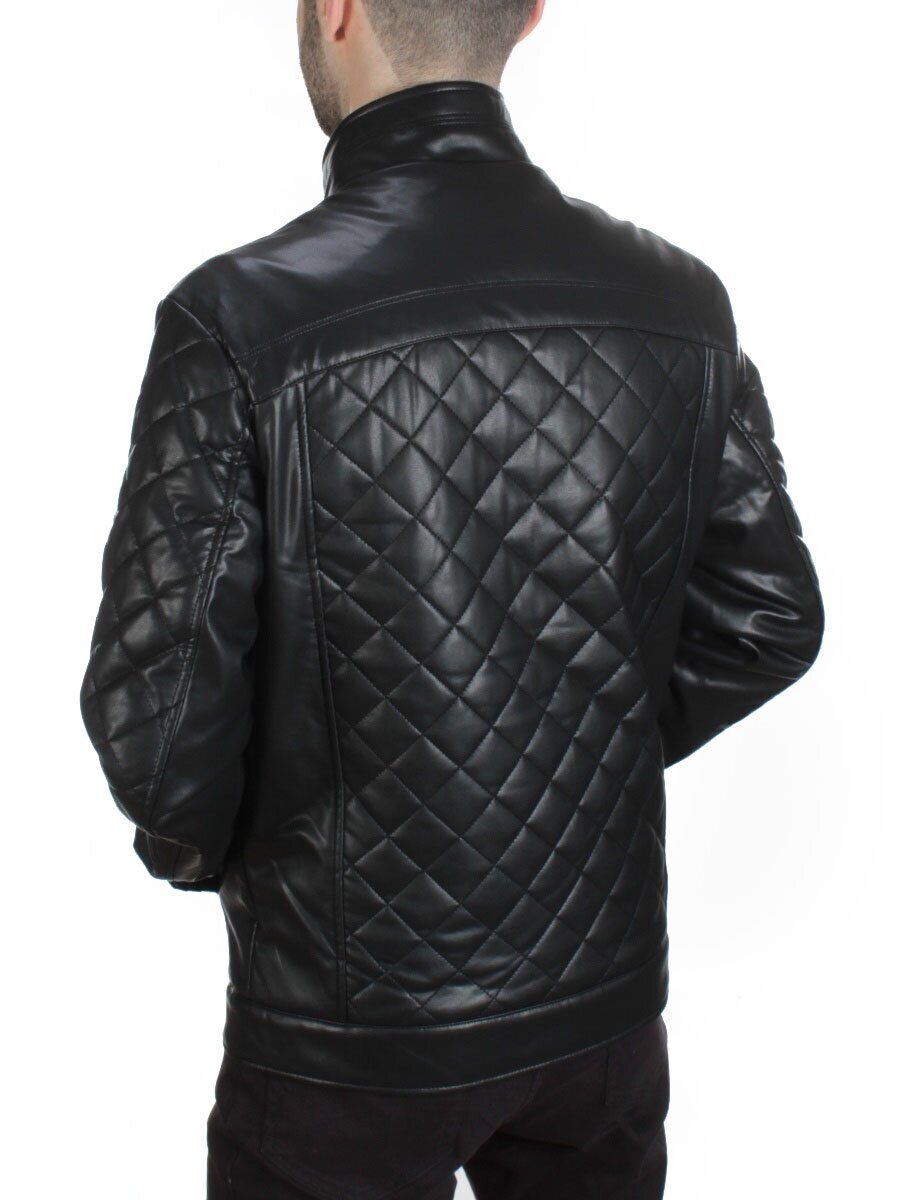 A198 BLACK Куртка из эко-кожи мужская (50 гр. синтепон)