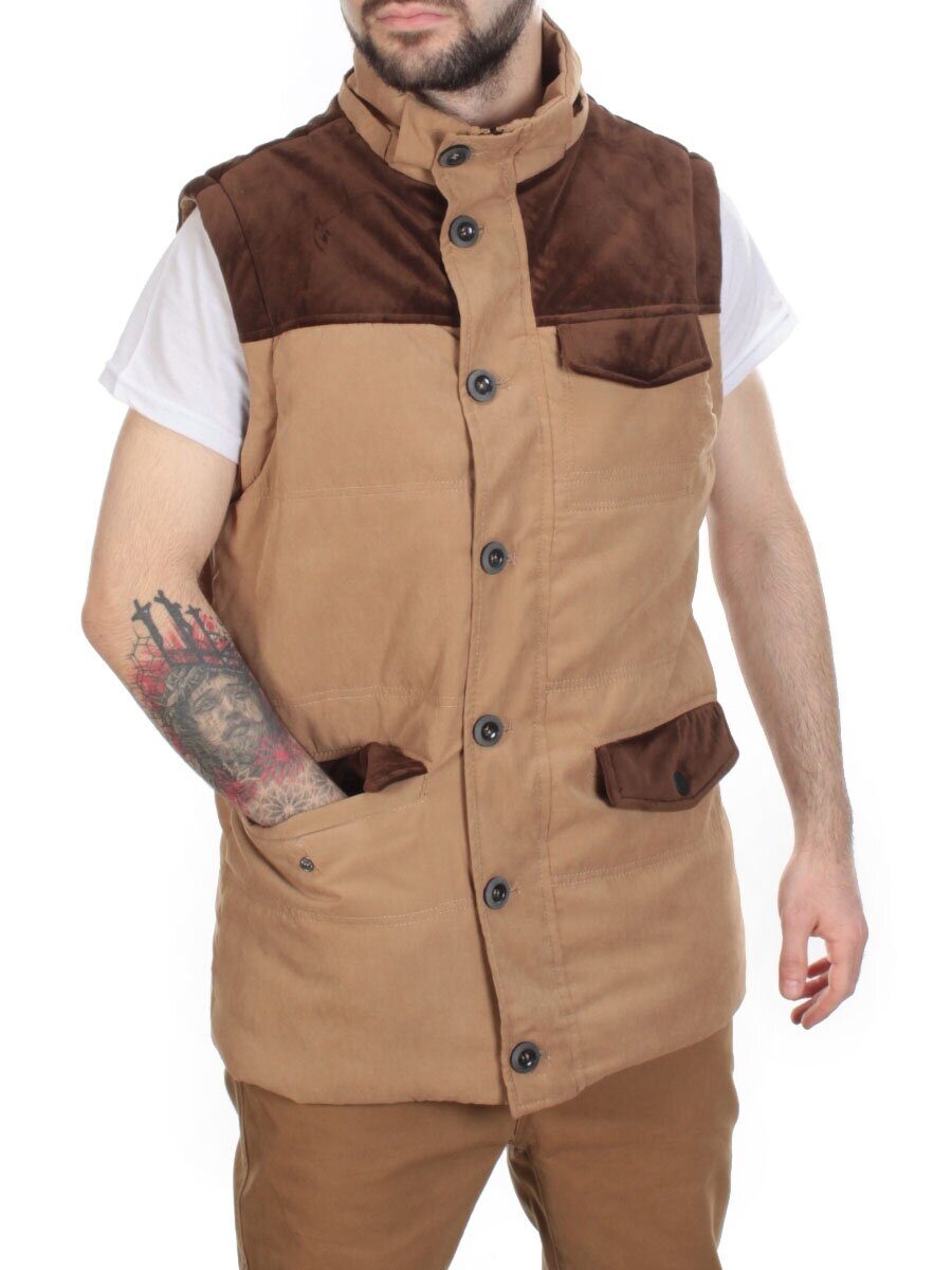 J83011 KHAKI/CAMEL Куртка-жилет мужская зимняя NEW B BEK (150 гр. синтепон)