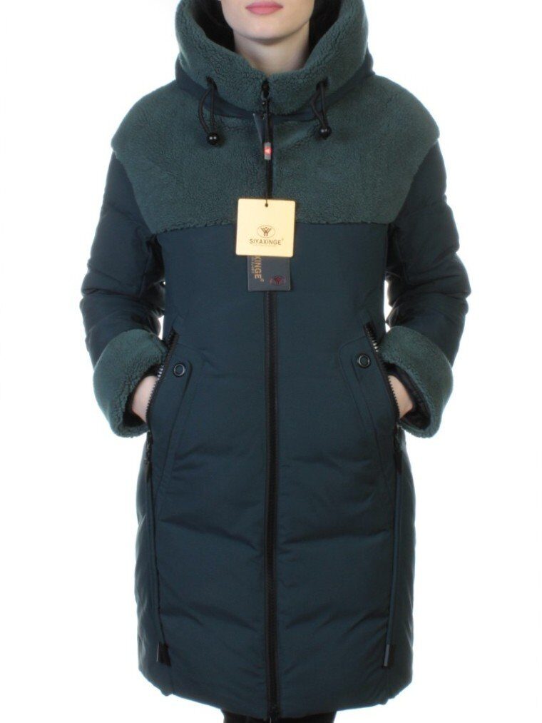 789 DK. GREEN Зимнее пальто с капюшоном SIYAXINGE (200 гр. холлофайбер)