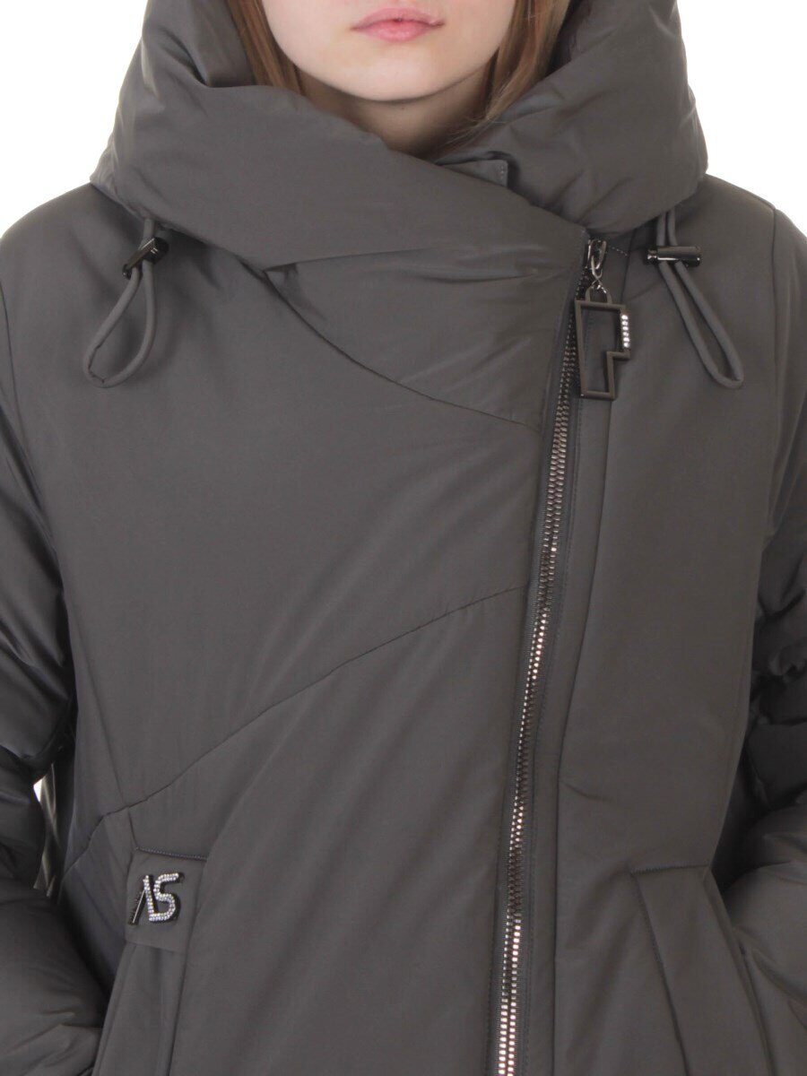 M-9102 GRAY/GREEN Пальто зимнее женское (верблюжья шерсть, 120 гр. холлофайбер)