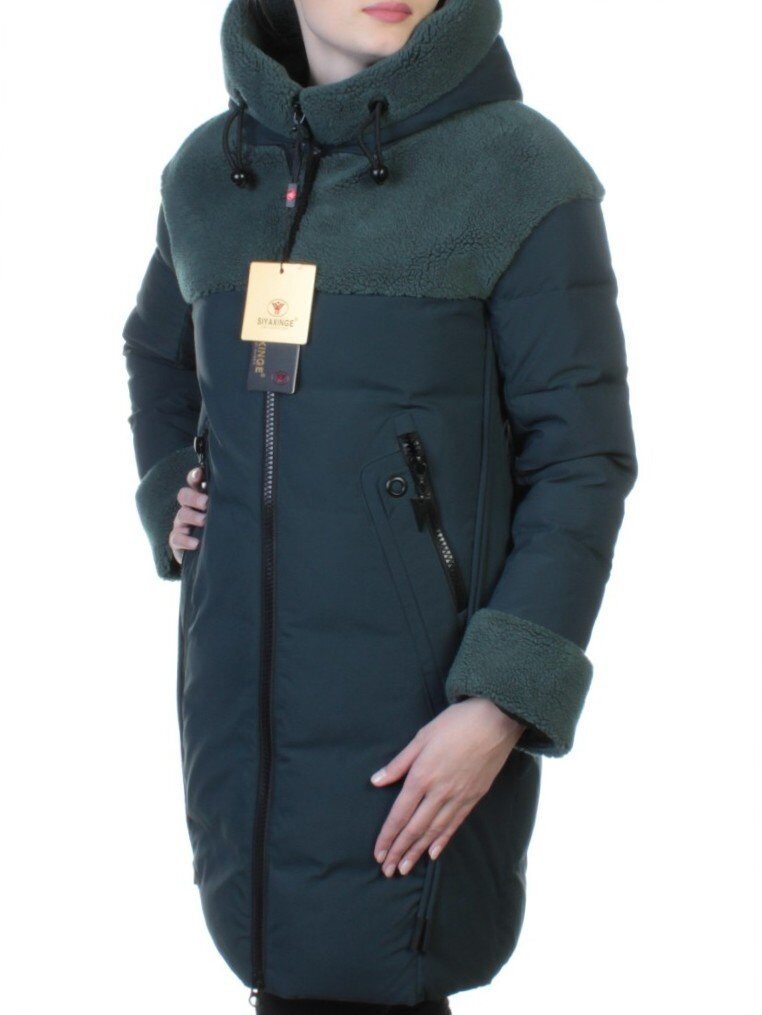 789 DK. GREEN Зимнее пальто с капюшоном SIYAXINGE (200 гр. холлофайбер)