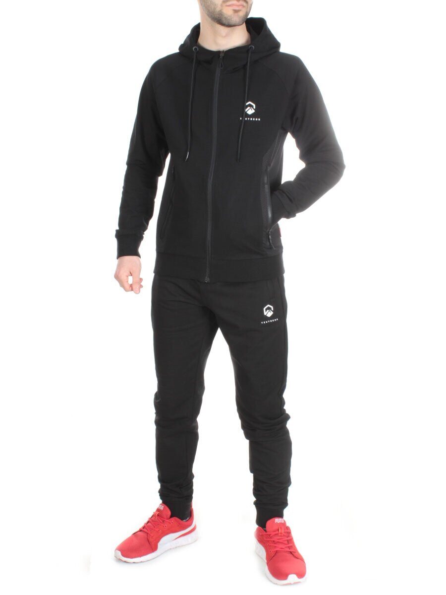 TA5087 BLACK Спортивный костюм мужской TEUYOEOR (75% хлопок 20% полиэстер 5% спандекс)