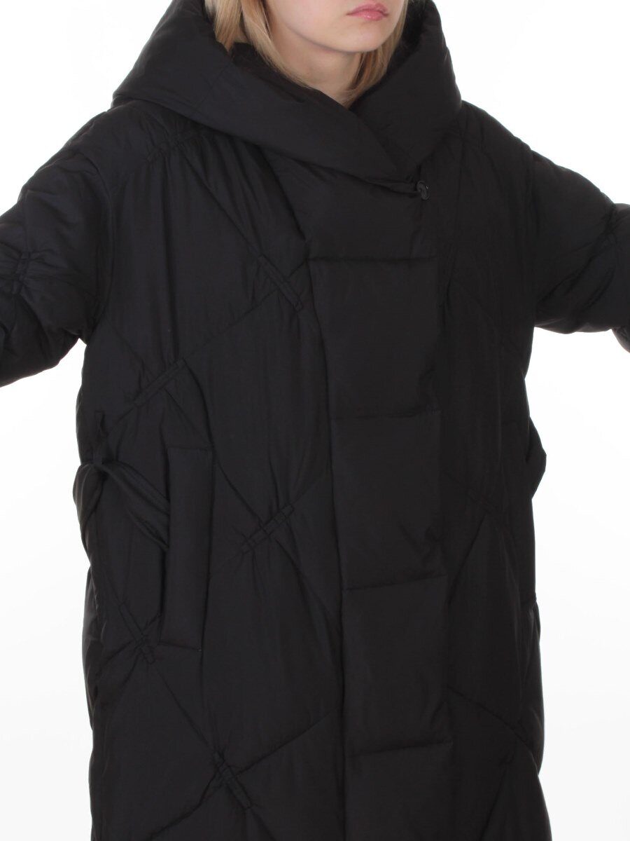 8870 BLACK Пальто зимнее женское оверсайз (200 гр. холлофайбер)