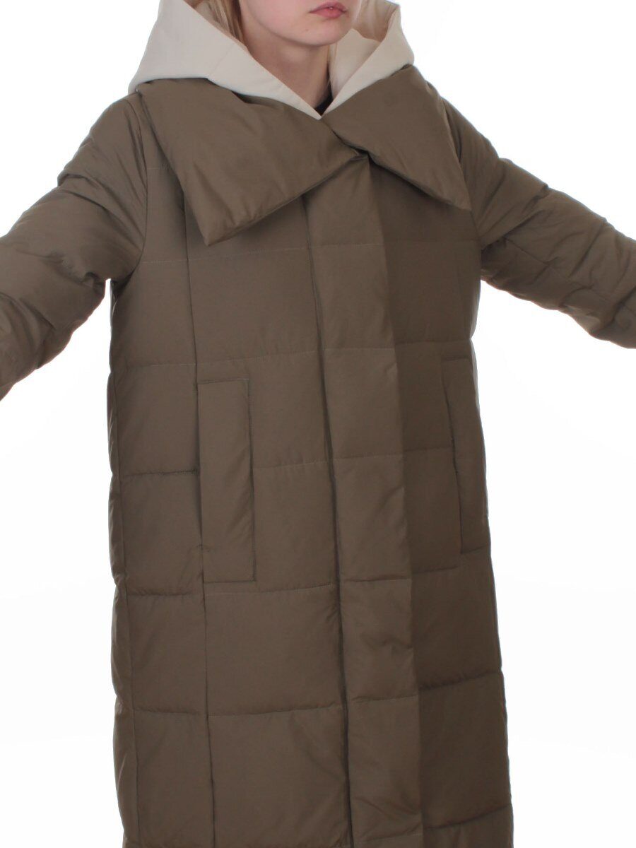 A610 DK. GREEN (KHAKI) Пальто зимнее женское со съемным жилетом (200 гр. био-пух)