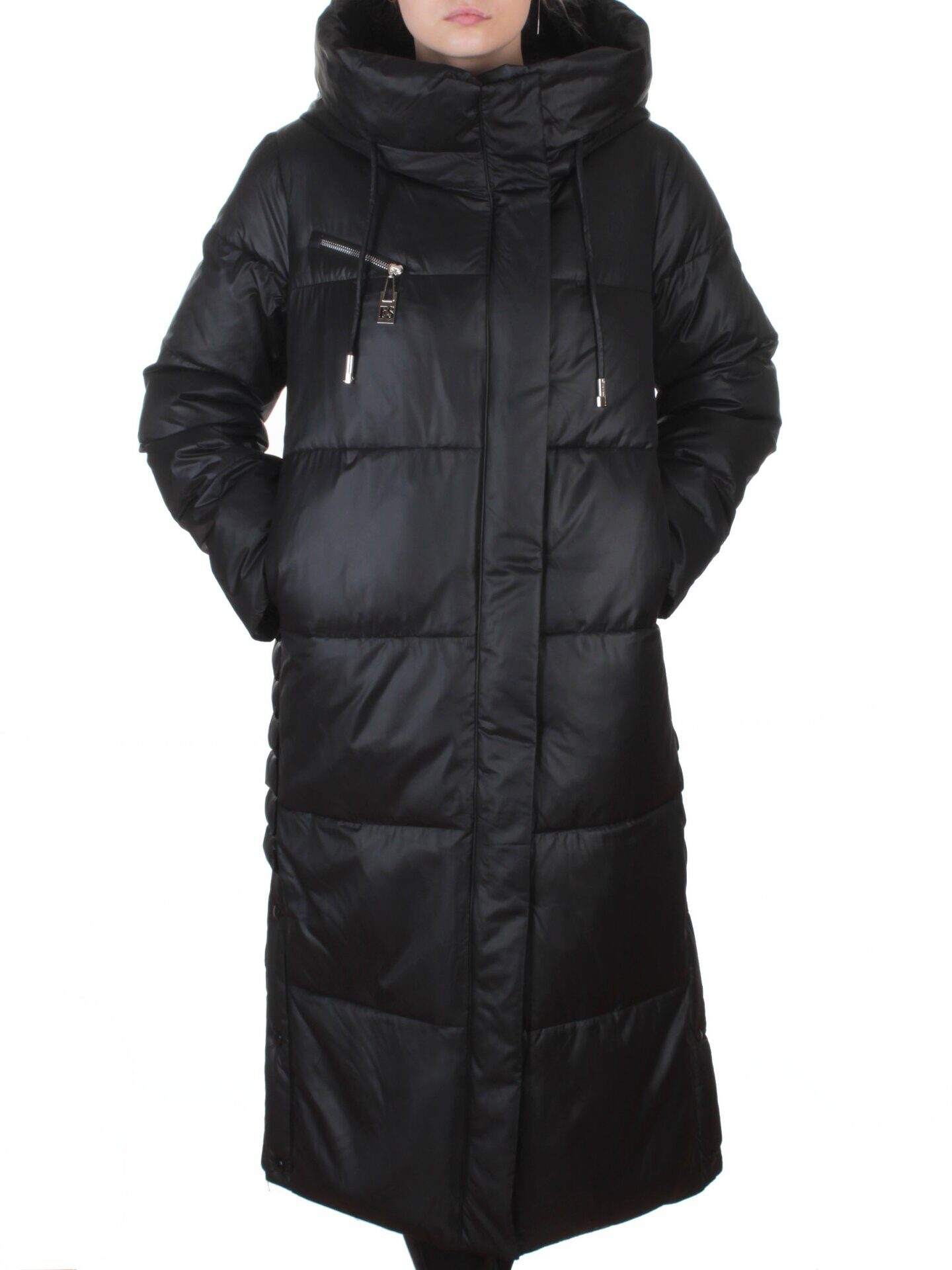 8310 BLACK Пальто зимнее женское (200 гр. холлофайбер)