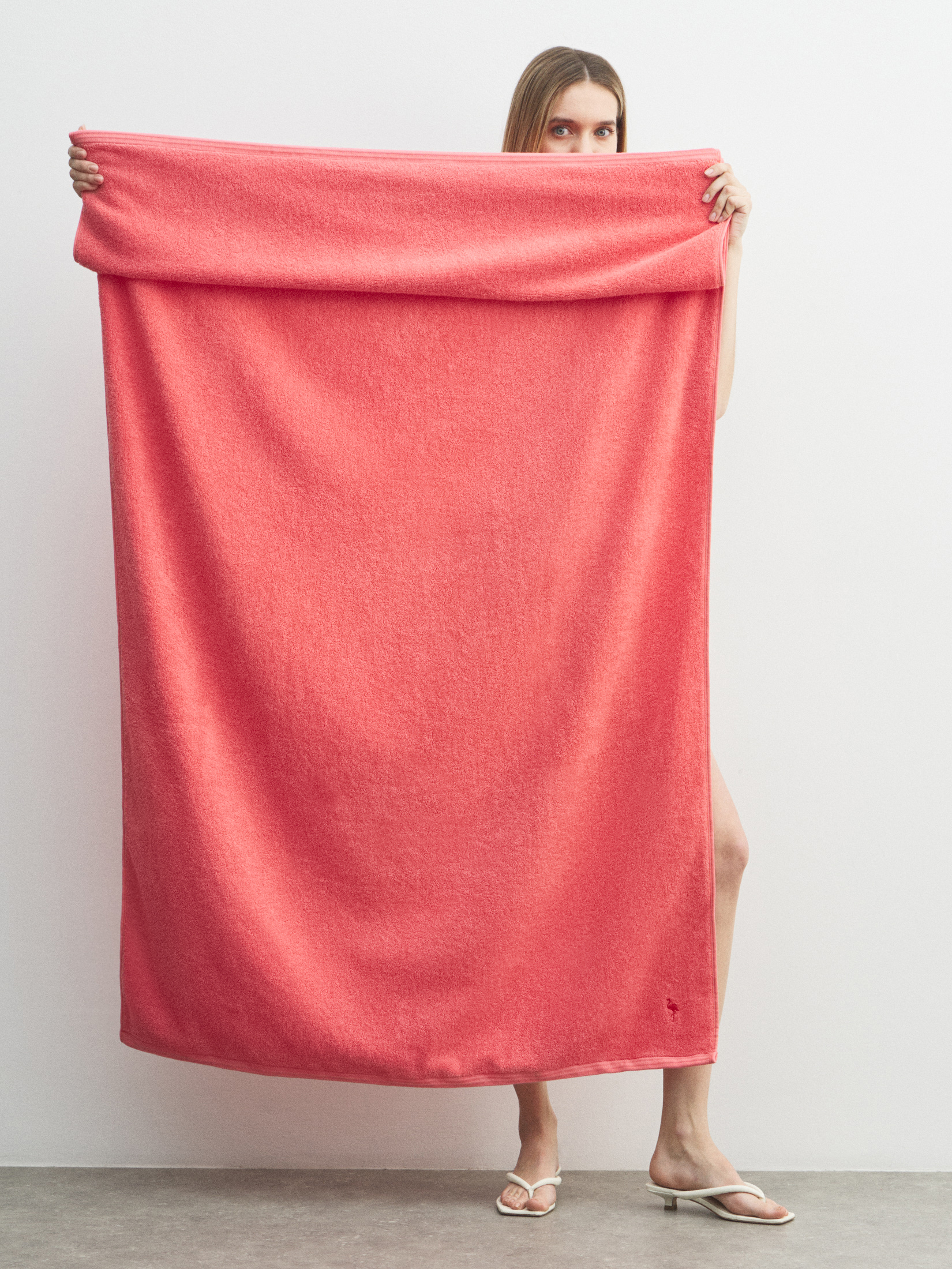 Махровое полотенце-покрывало 100x180 MAISON DAVID 4691255, коралловый