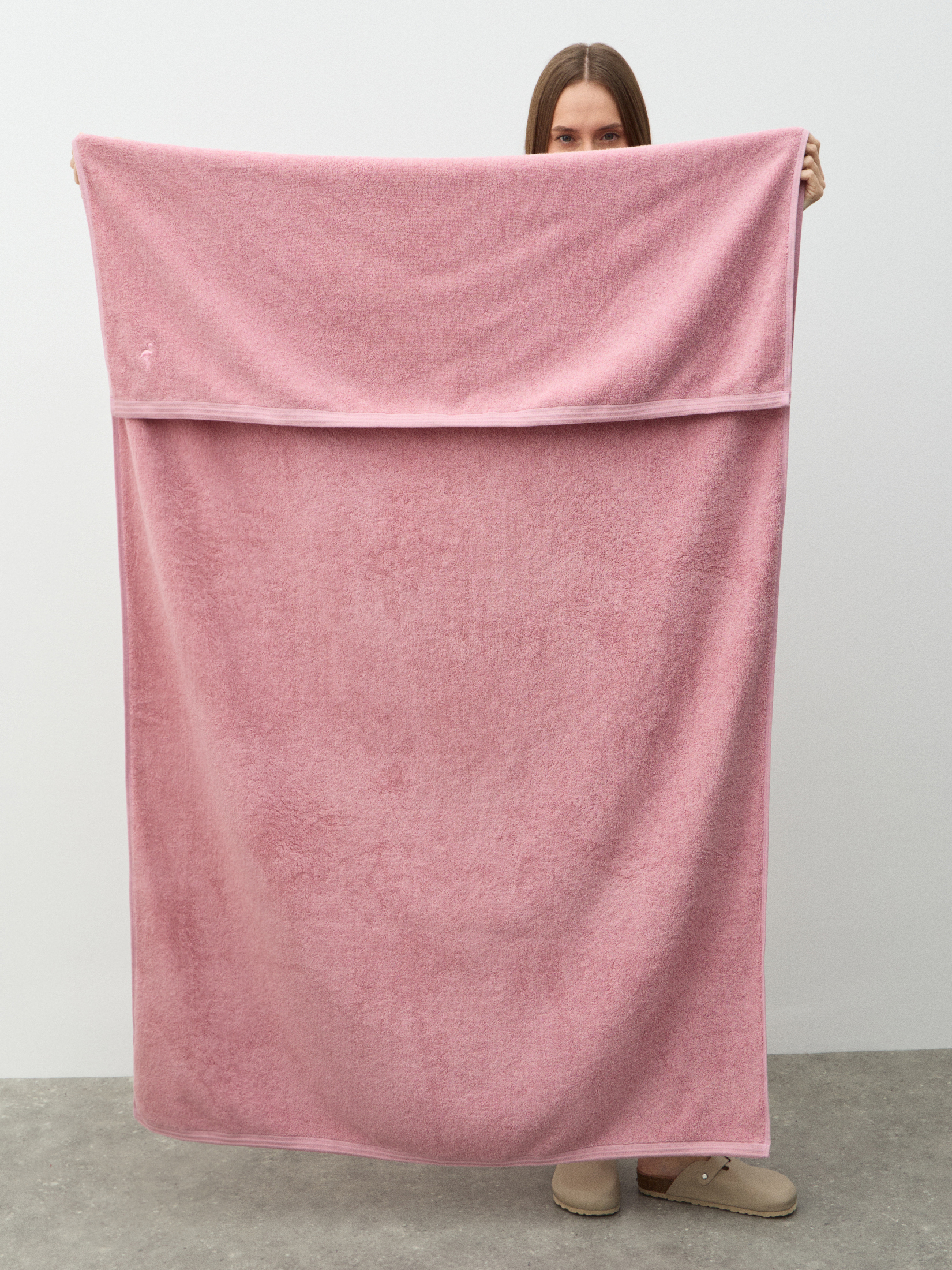 Махровое банное полотенце 100x150 MAISON DAVID 4691201, пыльно-розовый