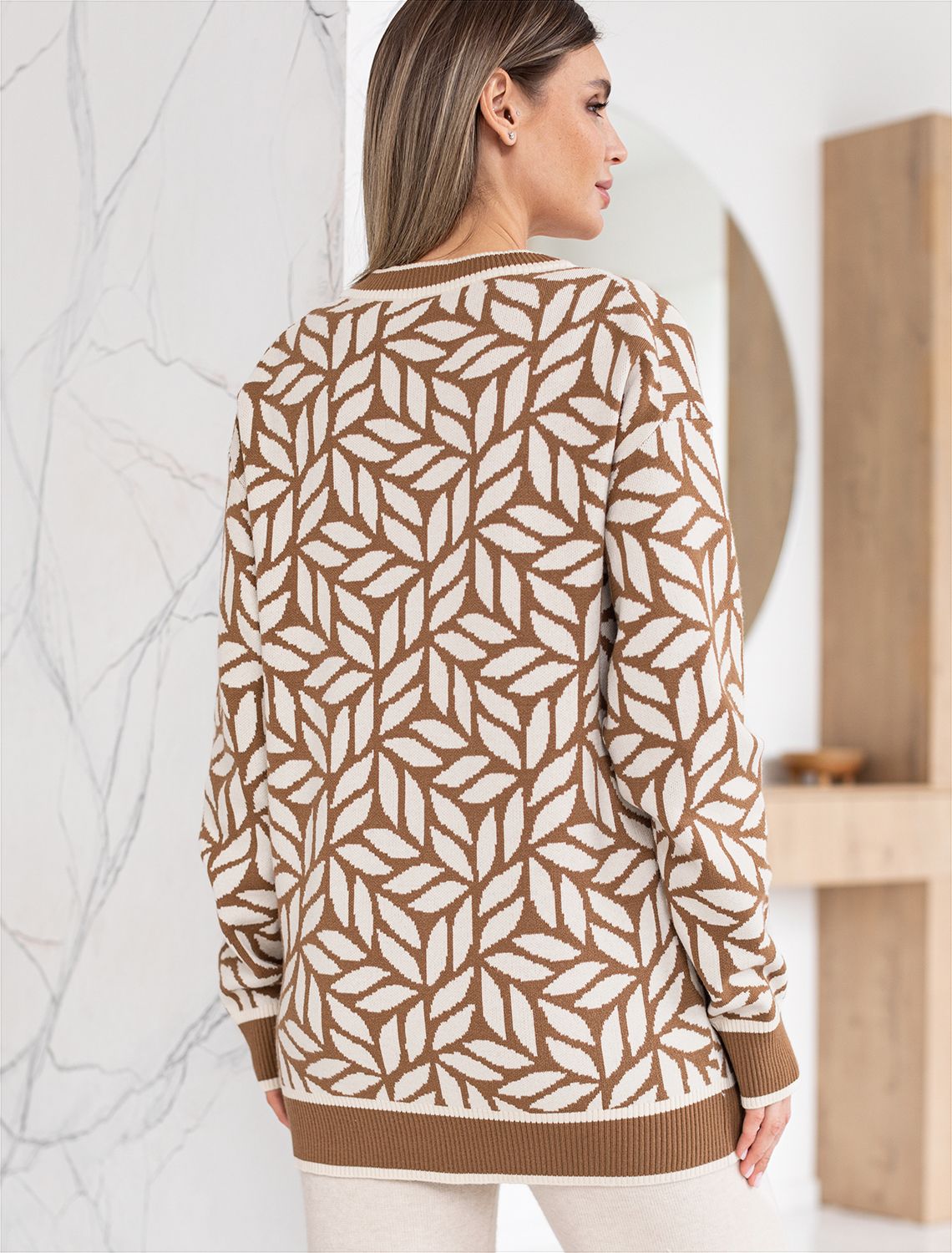 Ст.цена 3190р Кардиган жаккардовой вязки с кашемиром D31.130 карамельный-бежевый