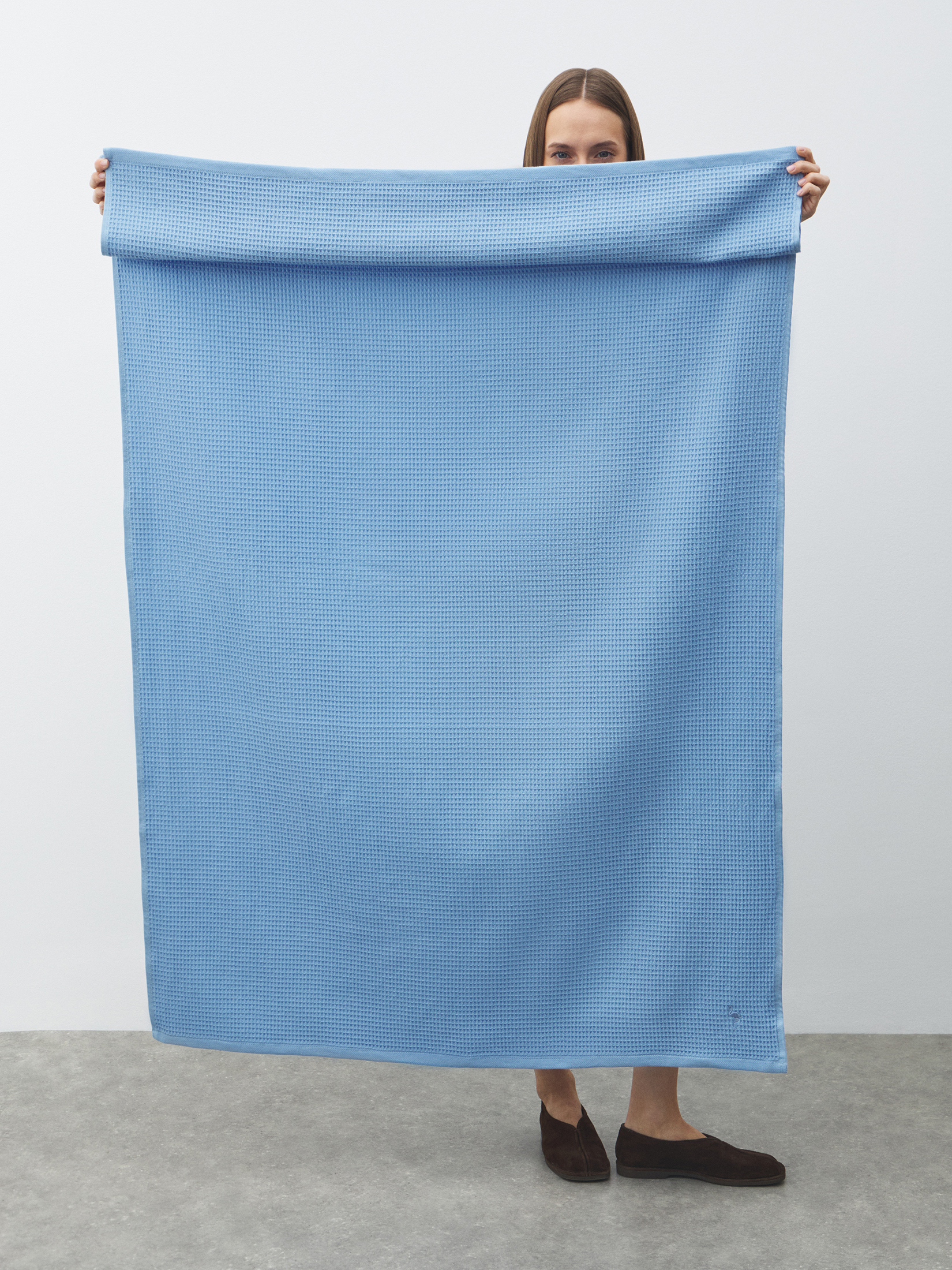 Вафельное банное полотенце 100x150 MAISON DAVID 4690456, голубой