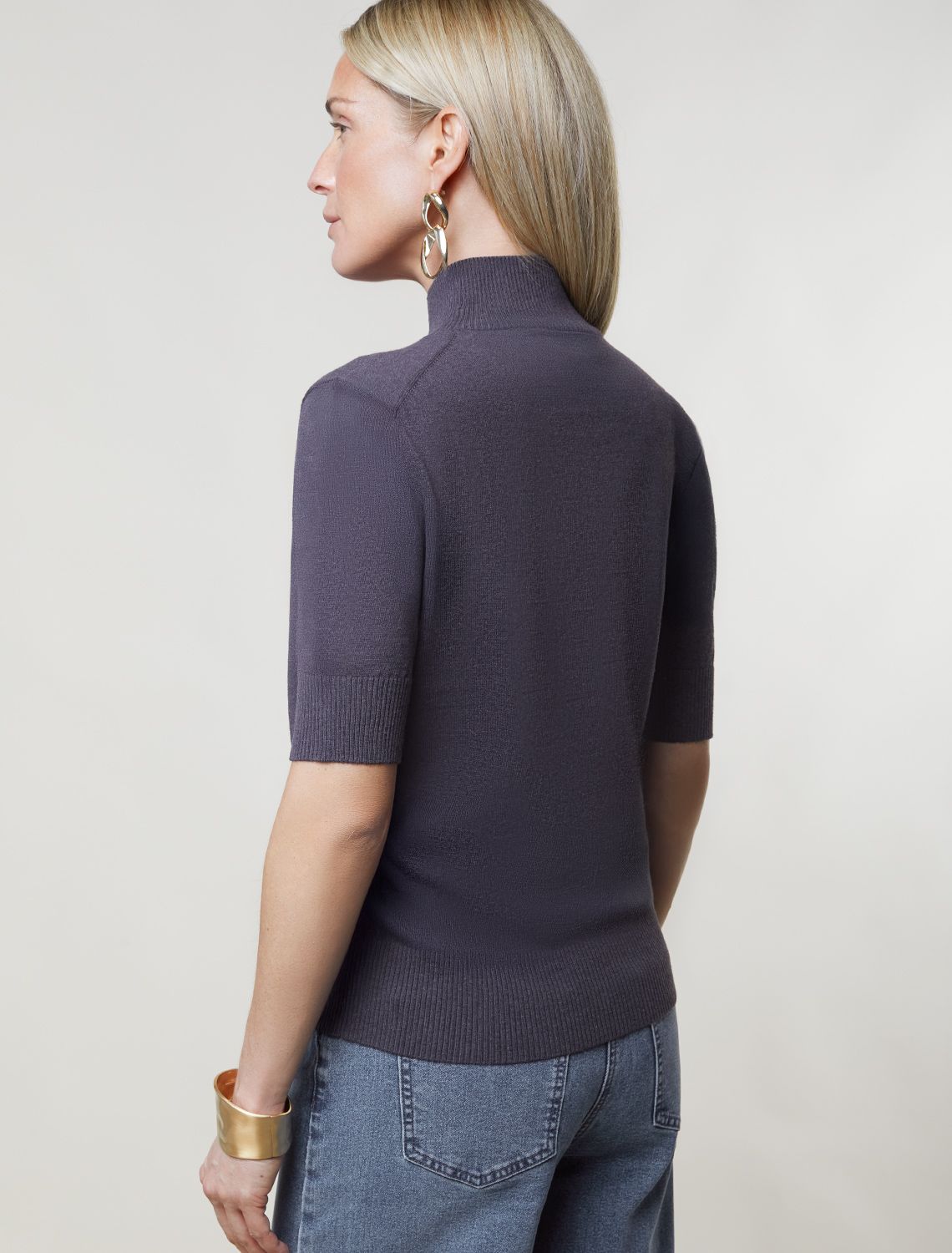 Ст.цена 1750р Джемпер тонкой вязки из хлопка с нейлоном D34.201 серый меланж