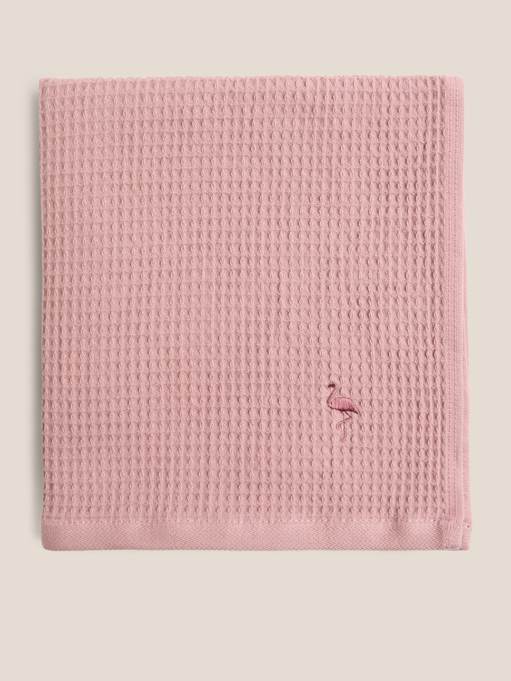Вафельное полотенце для лица и рук 50x100 MAISON DAVID 4690073, серо-розовый