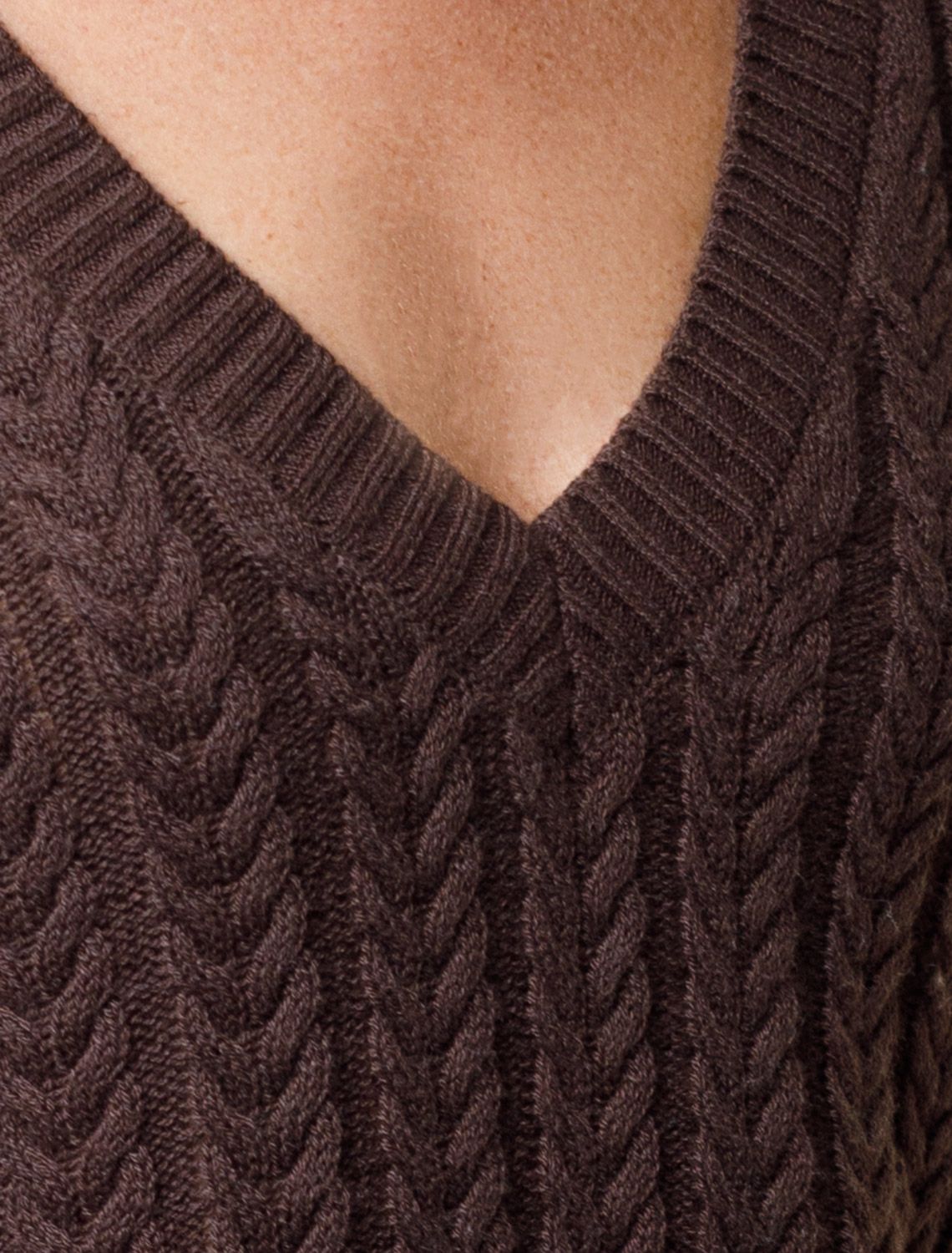 Ст.цена 2250р Джемпер фактурной вязки из хлопка с кашемиром D39.349 коричневый