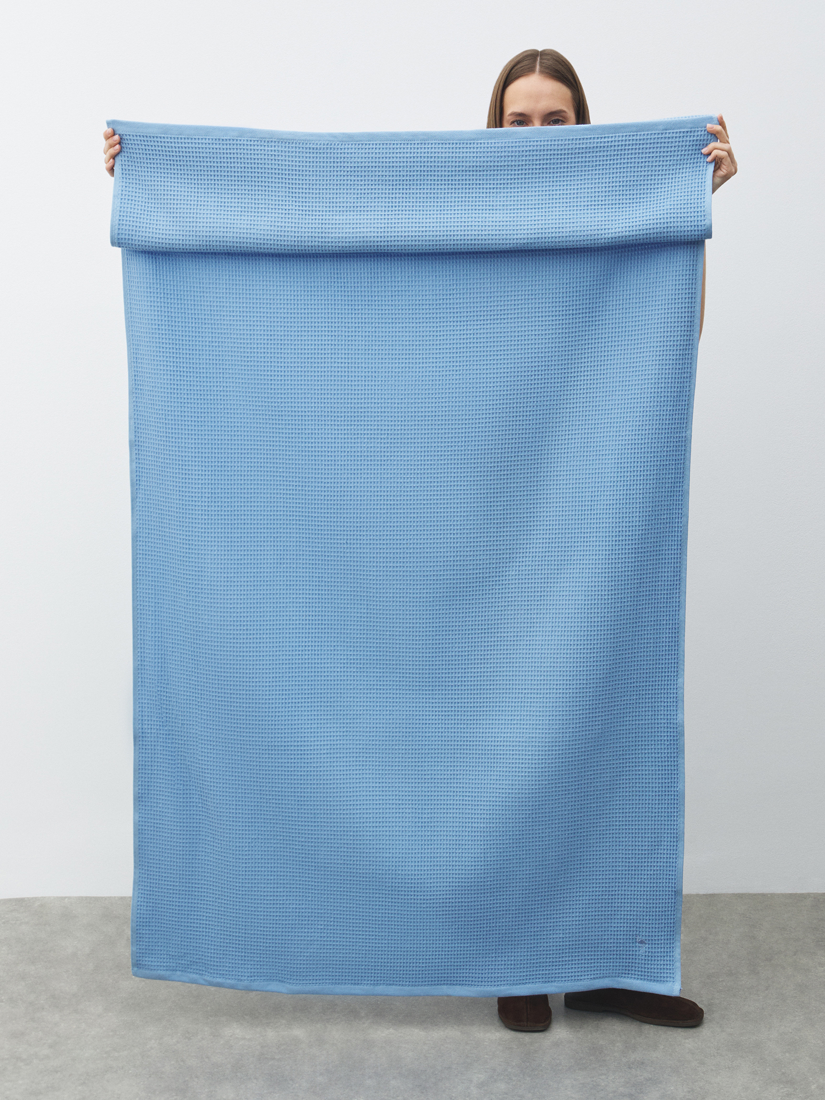 Вафельное банное полотенце 100x180 MAISON DAVID 4690553, голубой