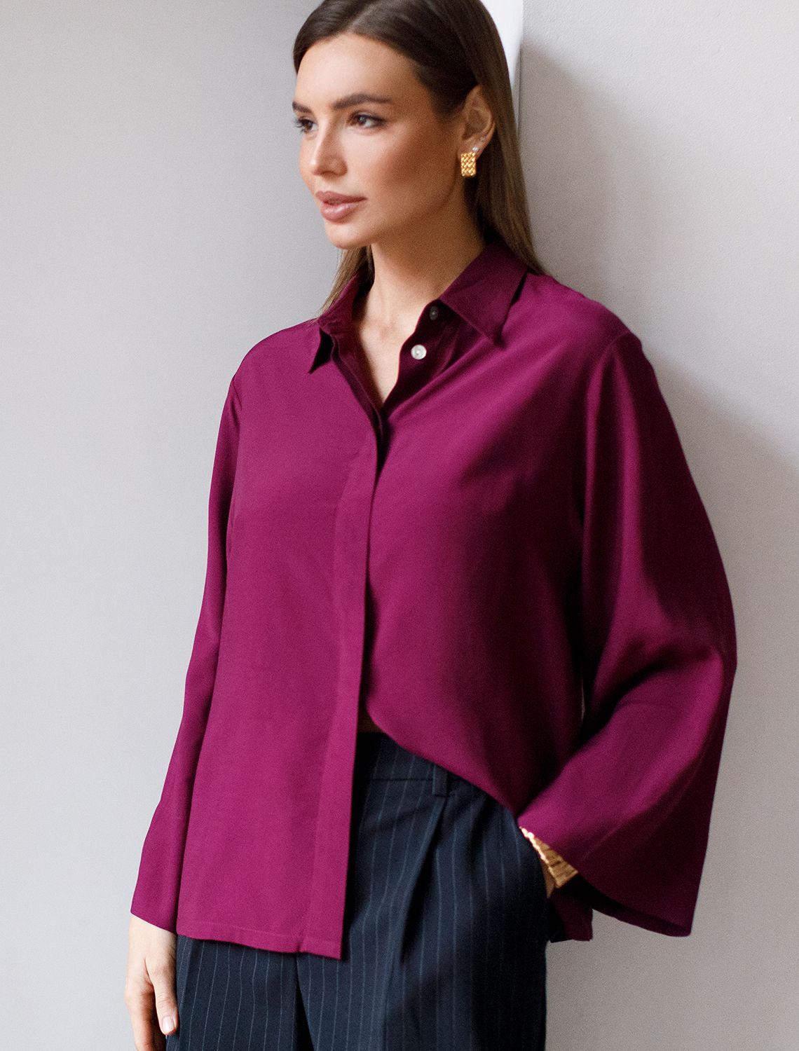 Ст.цена 2350р Блузка из лиоцелла с вискозой D29.254 ягодный