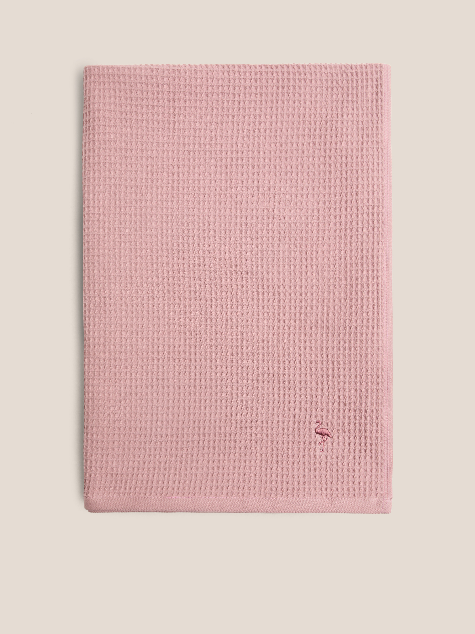 Вафельное банное полотенце 100x180 MAISON DAVID 4690557, серо-розовый