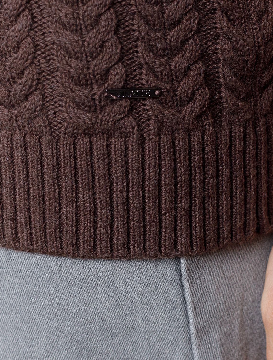 Ст.цена 2250р Джемпер фактурной вязки из хлопка с кашемиром D39.349 коричневый