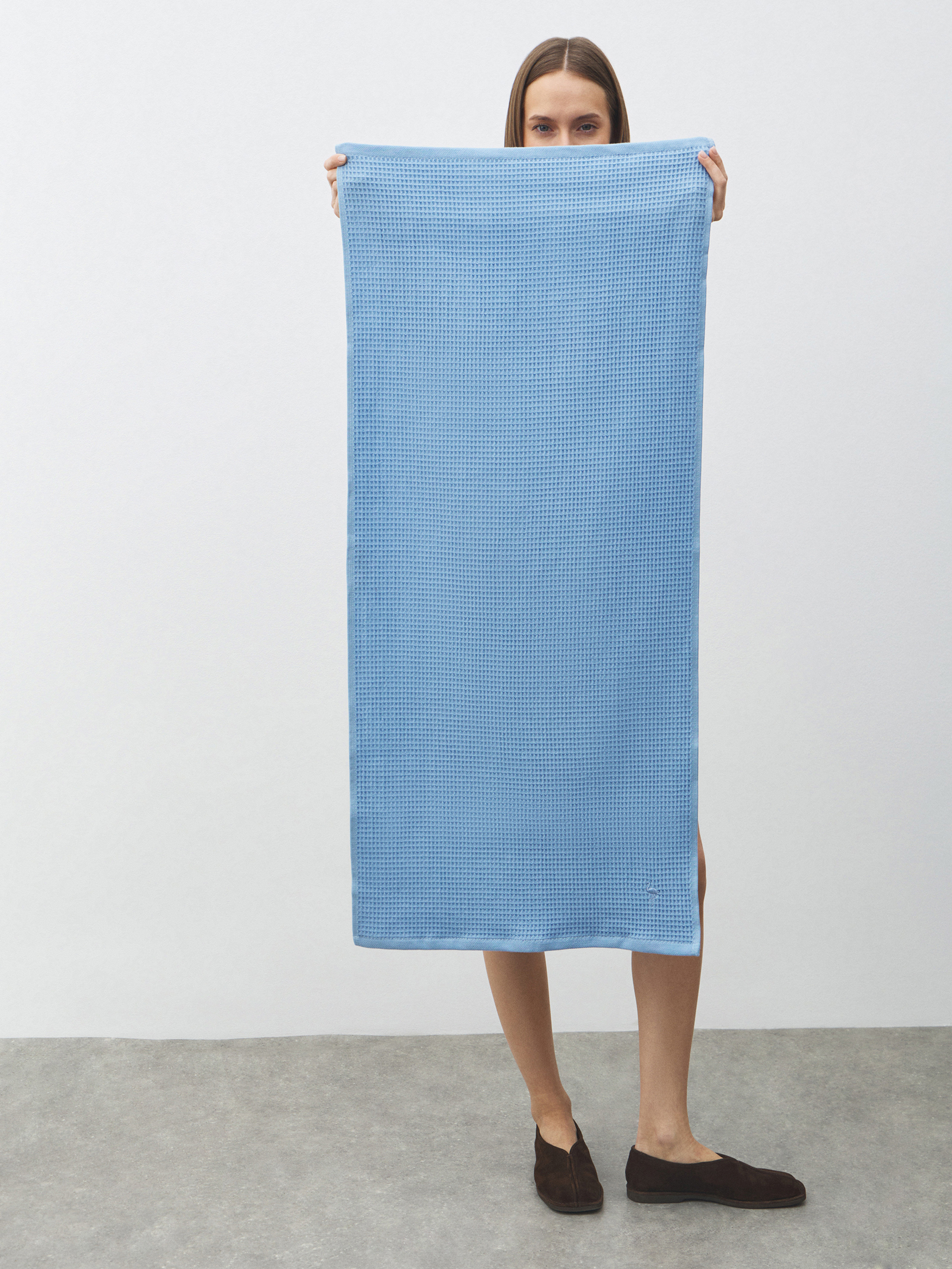 Вафельное полотенце для лица и рук 50x100 MAISON DAVID 4690057, голубой