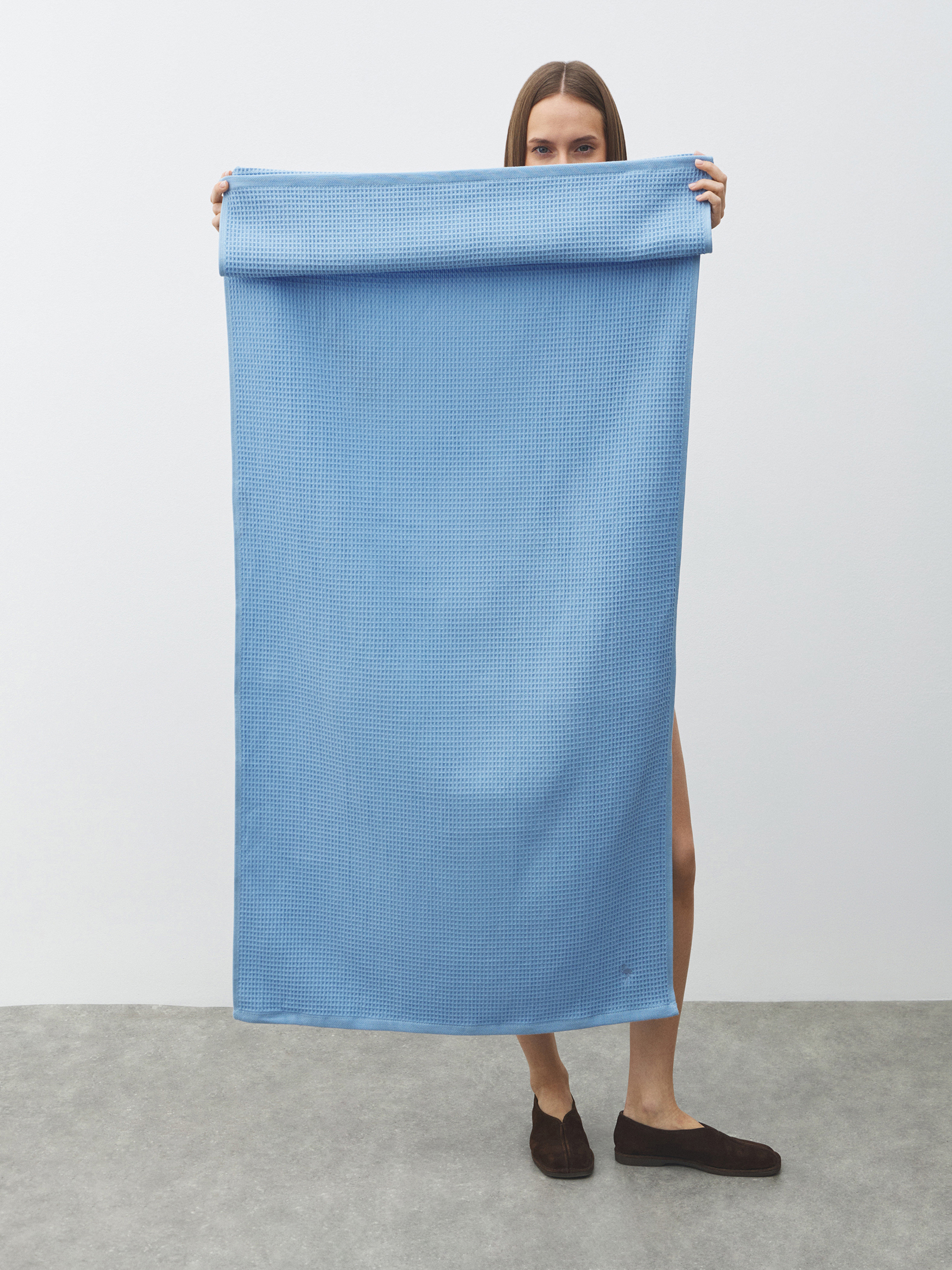 Вафельное банное полотенце 70x140 MAISON DAVID 4690282, голубой