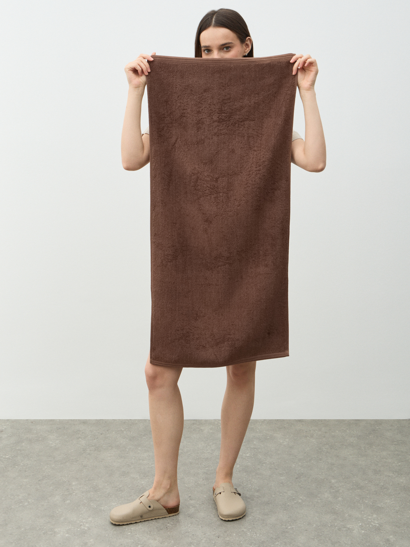 Махровое банное полотенце 50x100 MAISON DAVID 4690579, пыльно-коричневый