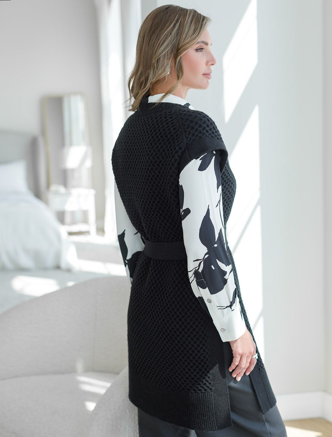 Ст.цена 2590р Удлиненный жилет из пряжи с кашемиром D37.018 черный