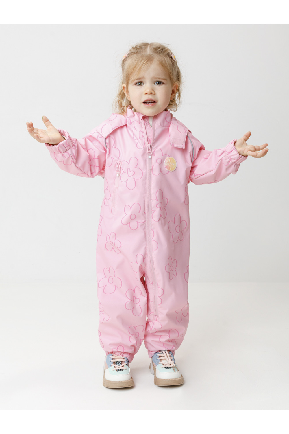 Crockid Комбинезон ВК 60088/н/21 Ал розовый/ цветы и сердечки Crockid
