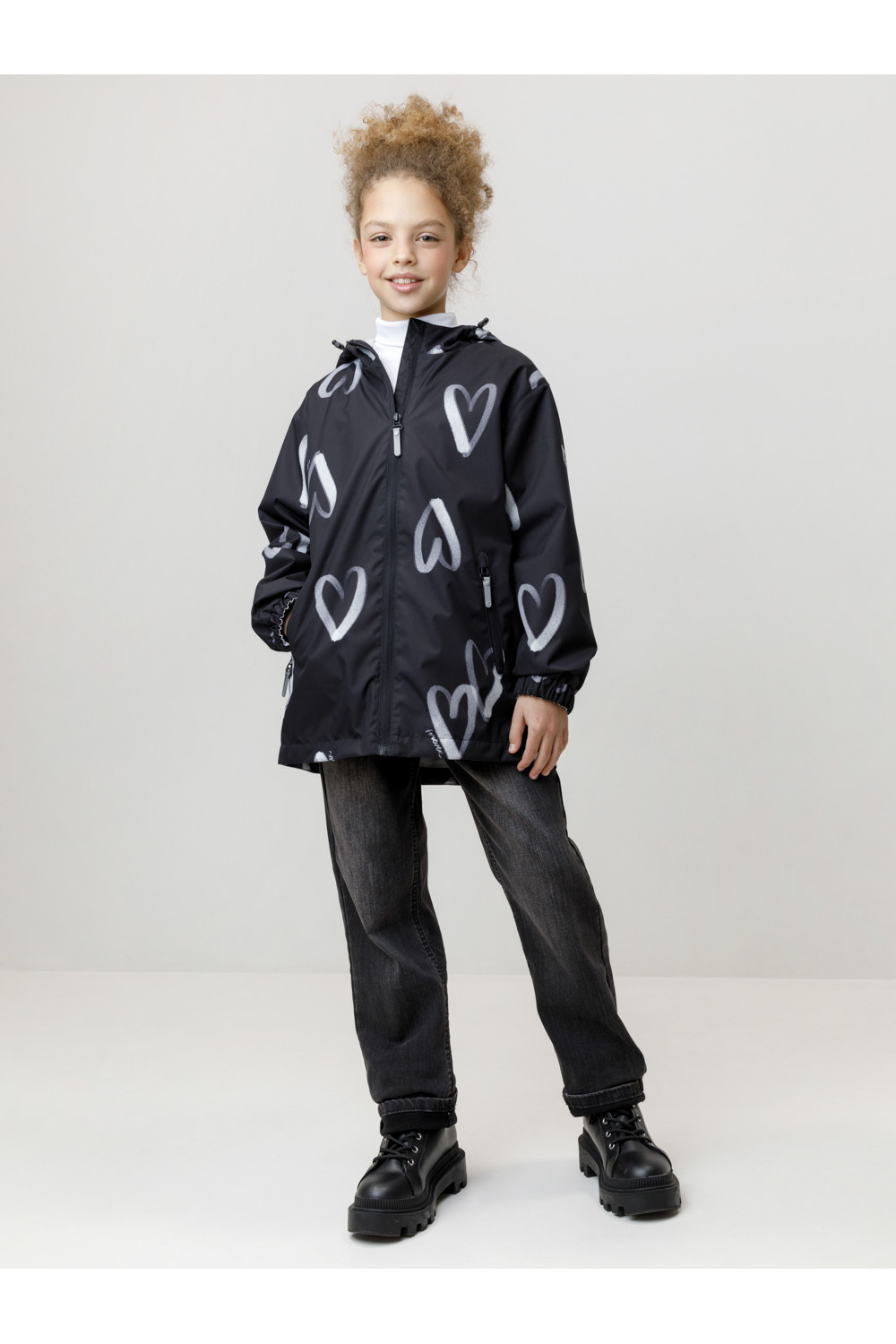 Crockid Куртка ВК 32187/н/2 УЗГ черный/ сердца Crockid