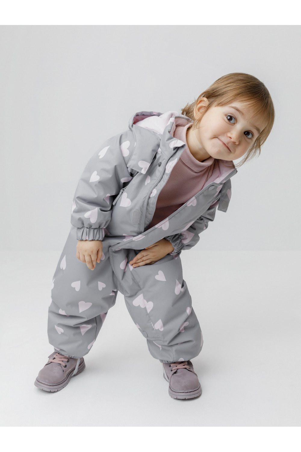 Crockid Комбинезон ВК 60085/н/68 Ал серый/ летающие сердца Crockid