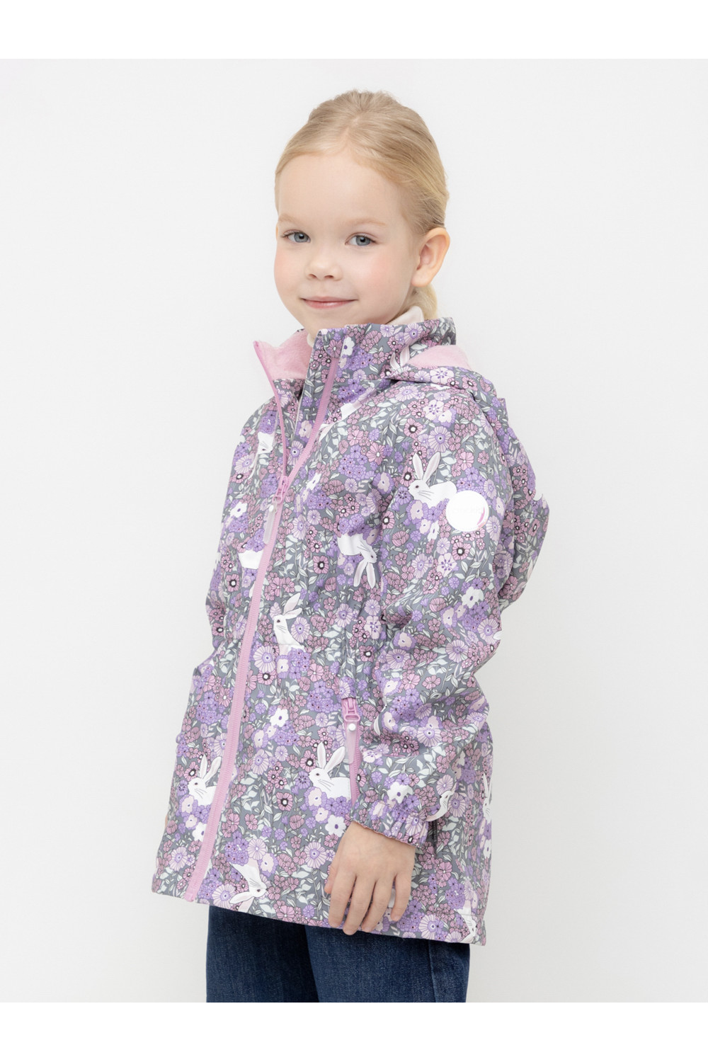 Crockid Куртка ВК 32118/н/3 УЗГ розово-сиреневый/ цветы и зайчики Crockid