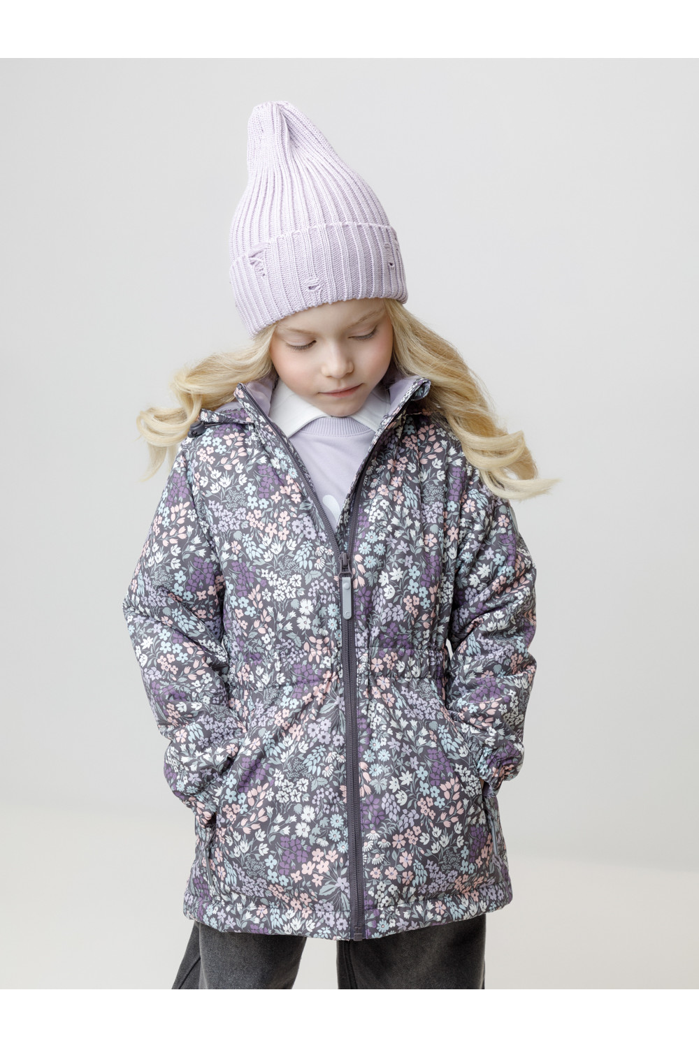 Crockid Куртка ВК 32142/н/13 УЗГ темно-серый/ летние цветы Crockid