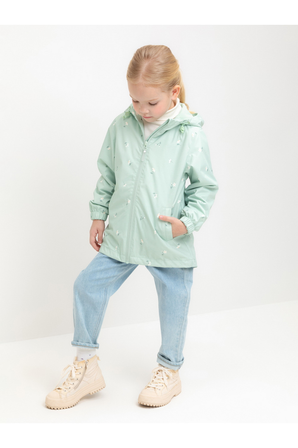 Crockid Куртка ВК 32144/н/9 Ал пастельный зеленый/ милые цветочки Crockid