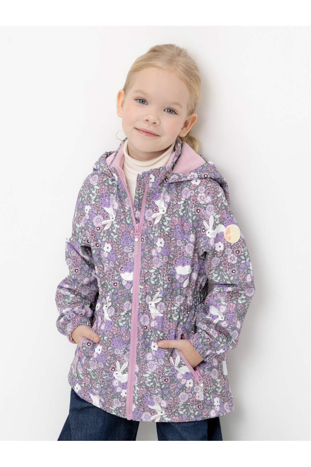 Crockid Куртка ВК 32118/н/3 УЗГ розово-сиреневый/ цветы и зайчики Crockid