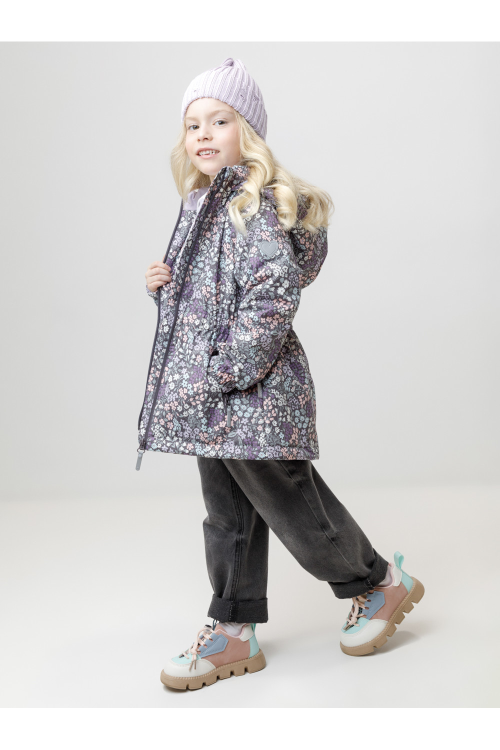 Crockid Куртка ВК 32142/н/13 УЗГ темно-серый/ летние цветы Crockid