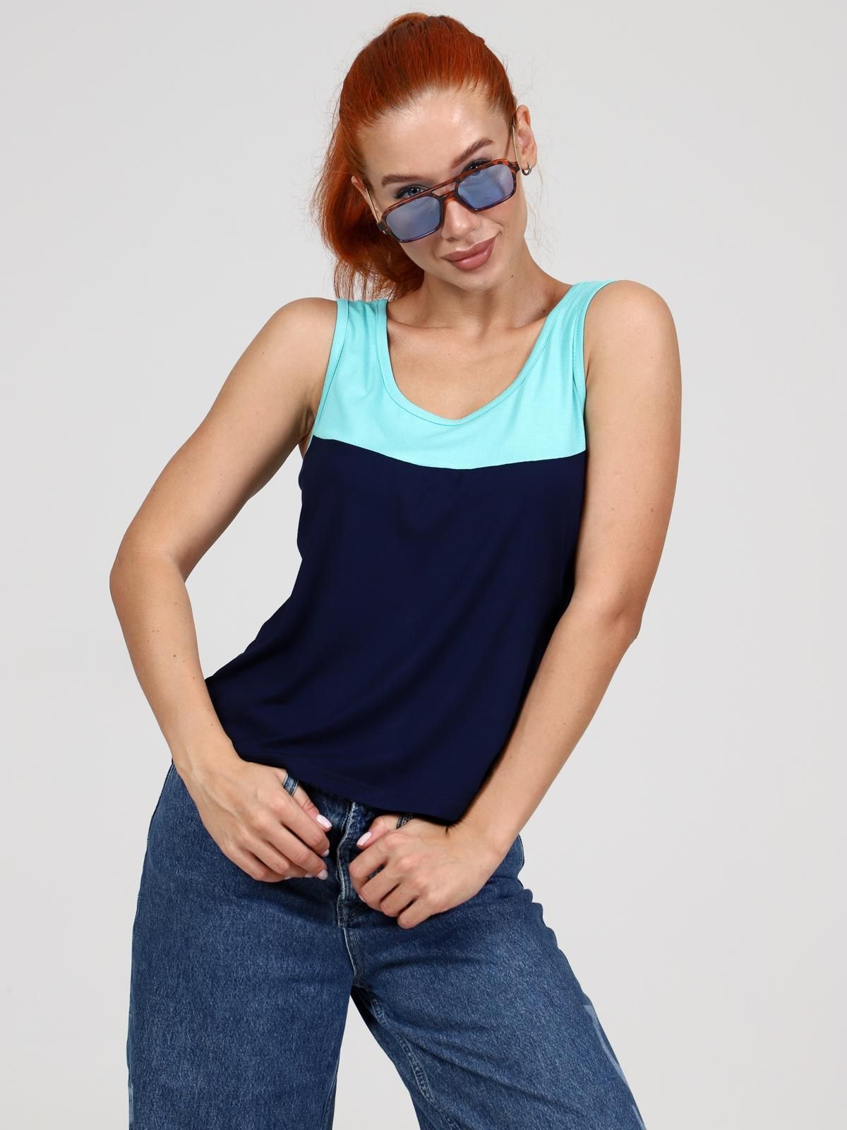 Загар - майка синий