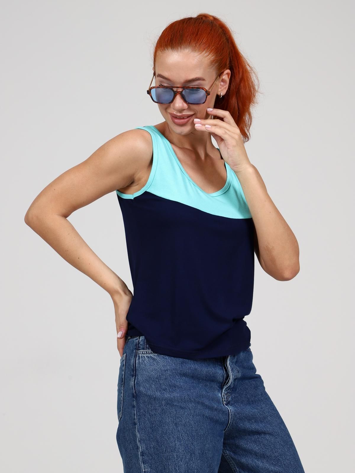 Загар - майка синий