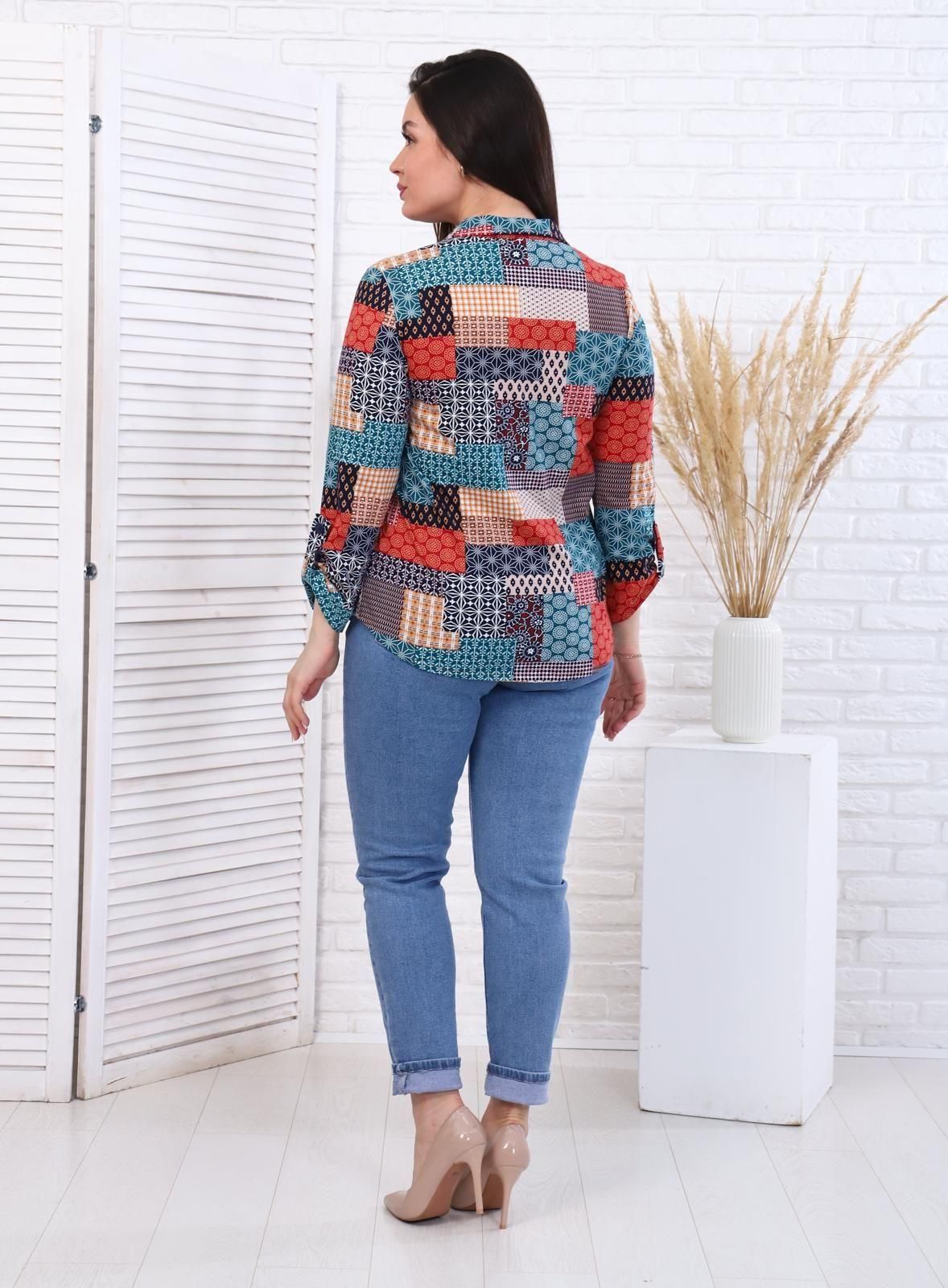 Пэчворк - рубашка бирюза