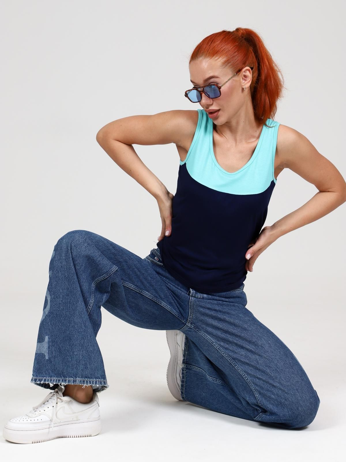 Загар - майка синий