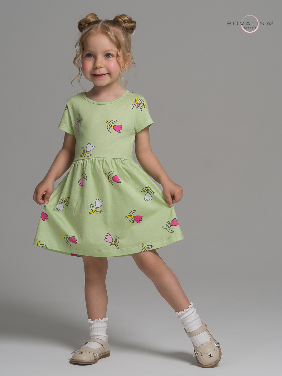 Платье Лето тюльпаны шалфей
