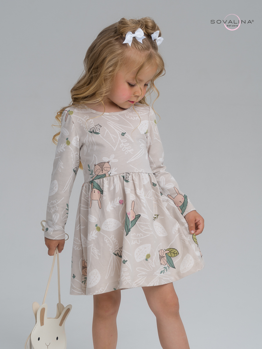 Платье Эля зверушки на молочном
