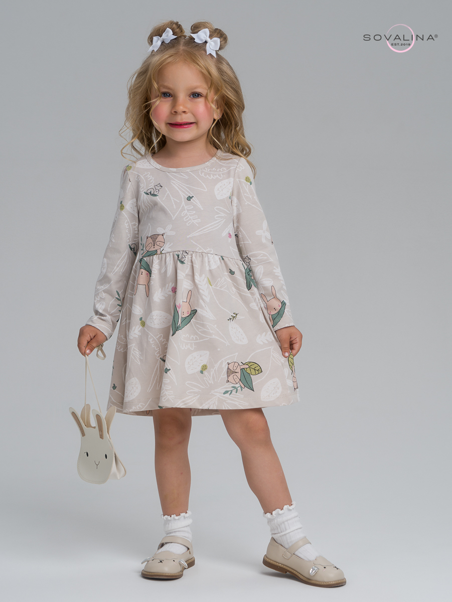 Платье Эля зверушки на молочном