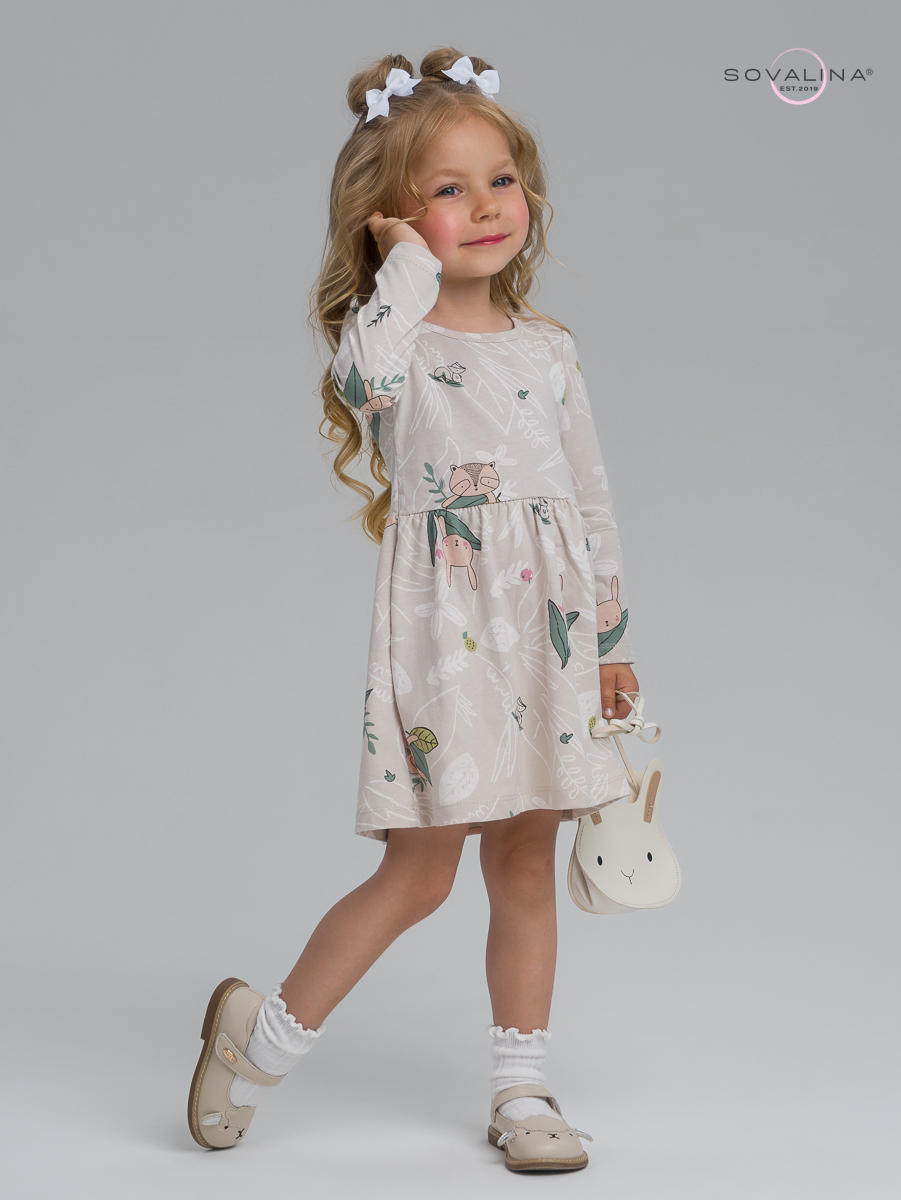 Платье Эля зверушки на молочном
