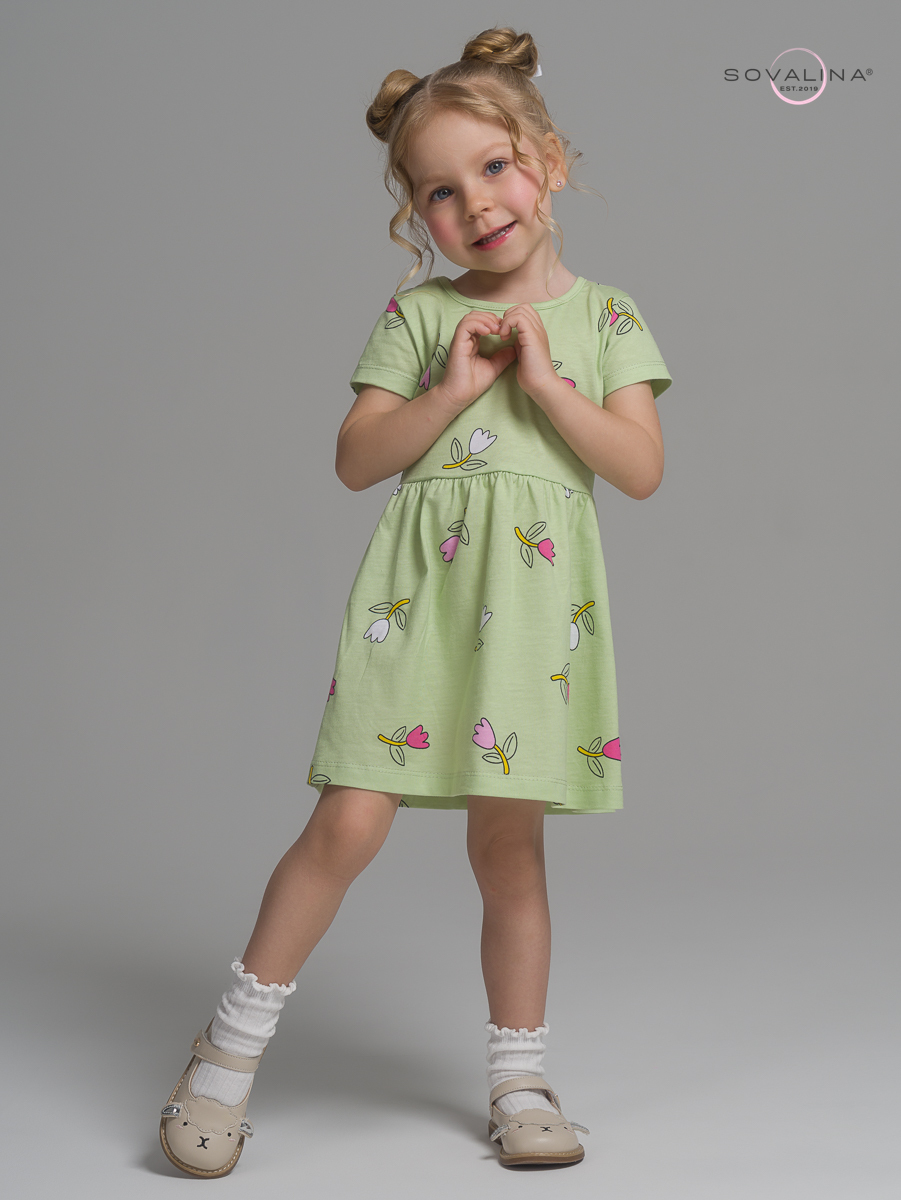 Платье Лето тюльпаны шалфей