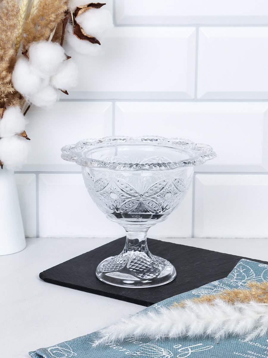 Ваза для сервировки на ножке 300 мл Бабочка / 1188A /уп 6/36/ d-15, h-12,5см