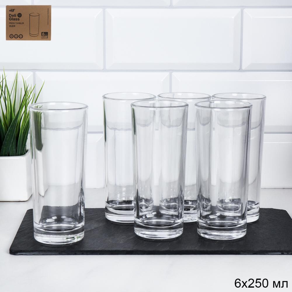 Стакан 6 штук 250 мл Гладкий / 60138 /уп 12/ высокий