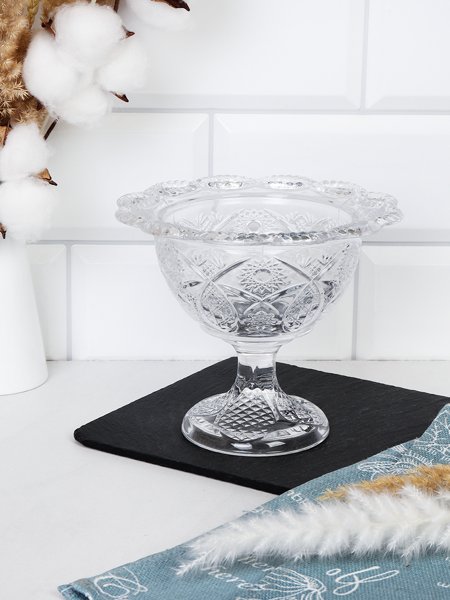 Ваза для сервировки на ножке 300 мл Орнамент / 1188B /уп 6/36/ d-15, h-12,5см