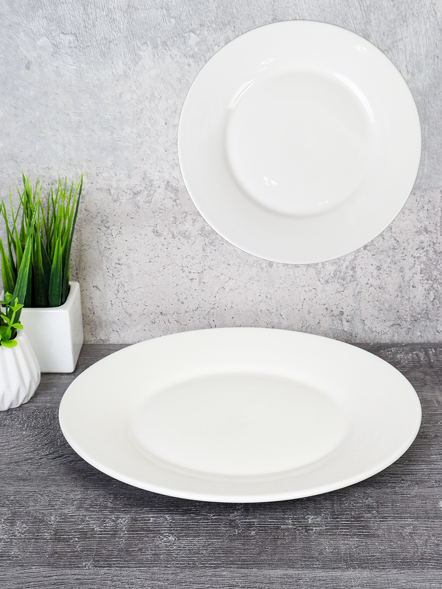 Тарелка 25,5 см / DX0086-10 /уп 40/ утолщенный край белое