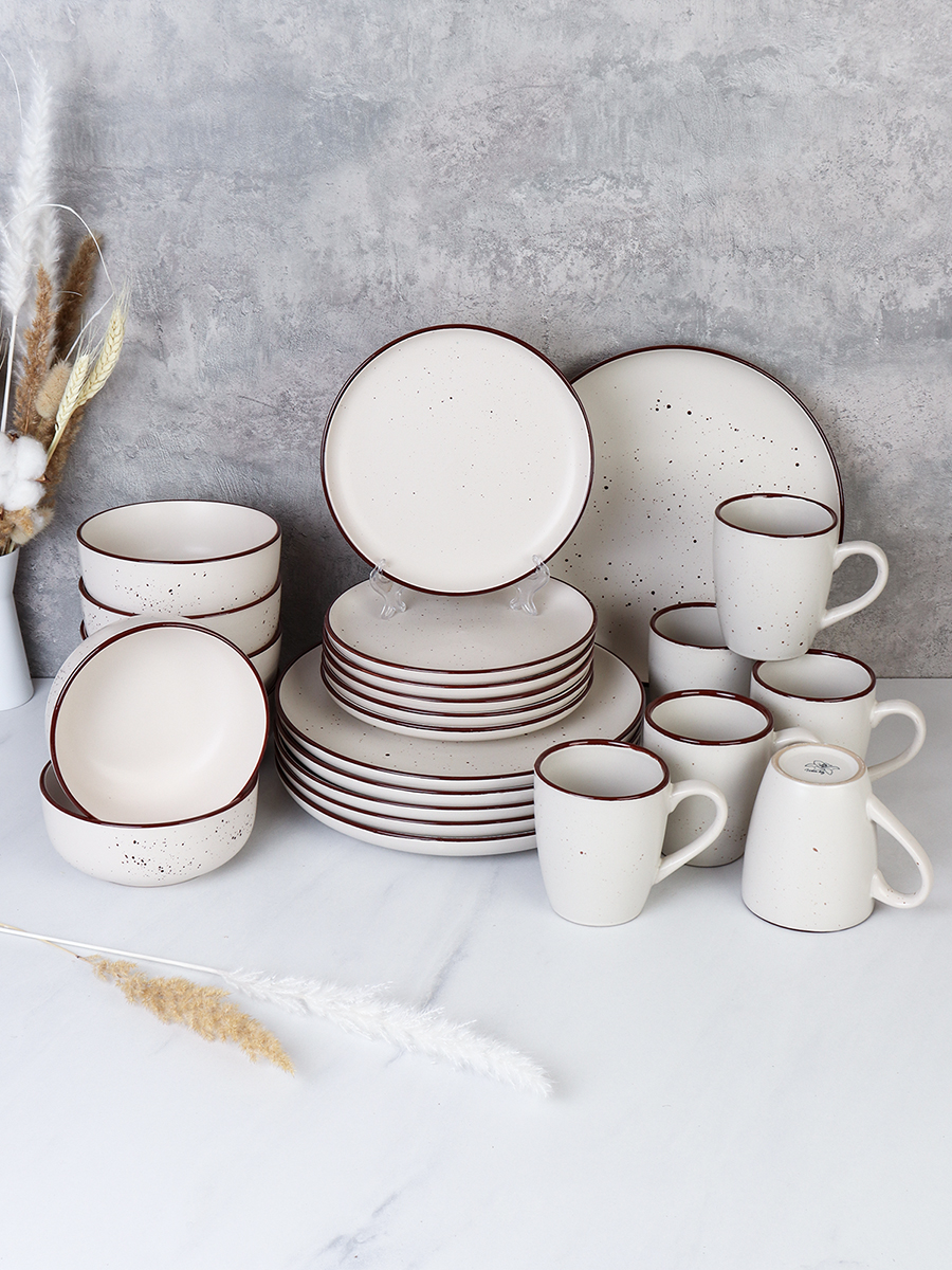 Столовый набор 24 предмета на 6 персон / 24/1500 /уп 1/ Ручная работа Точки шоколад