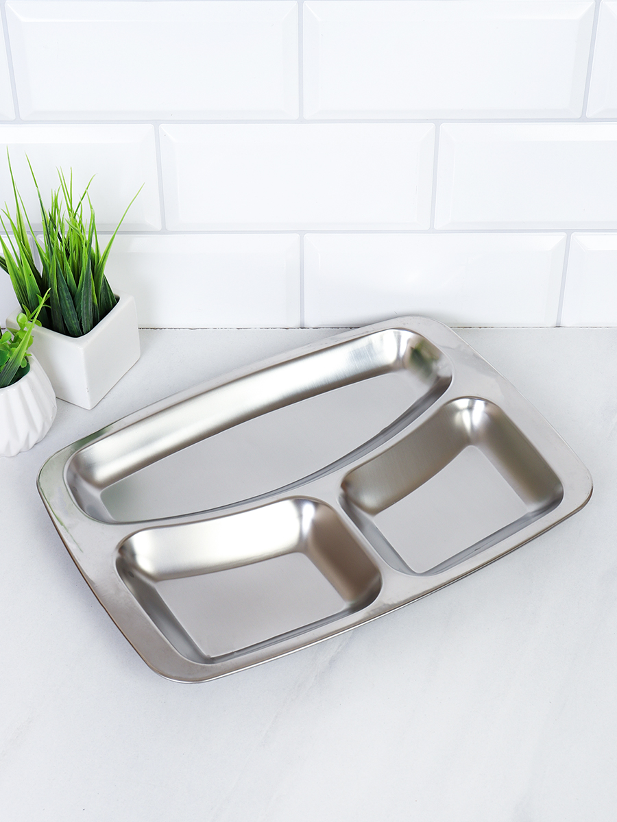 Тарелка менажница прямоугольная 29х20х2 см металл/ BD-407 /уп 150/