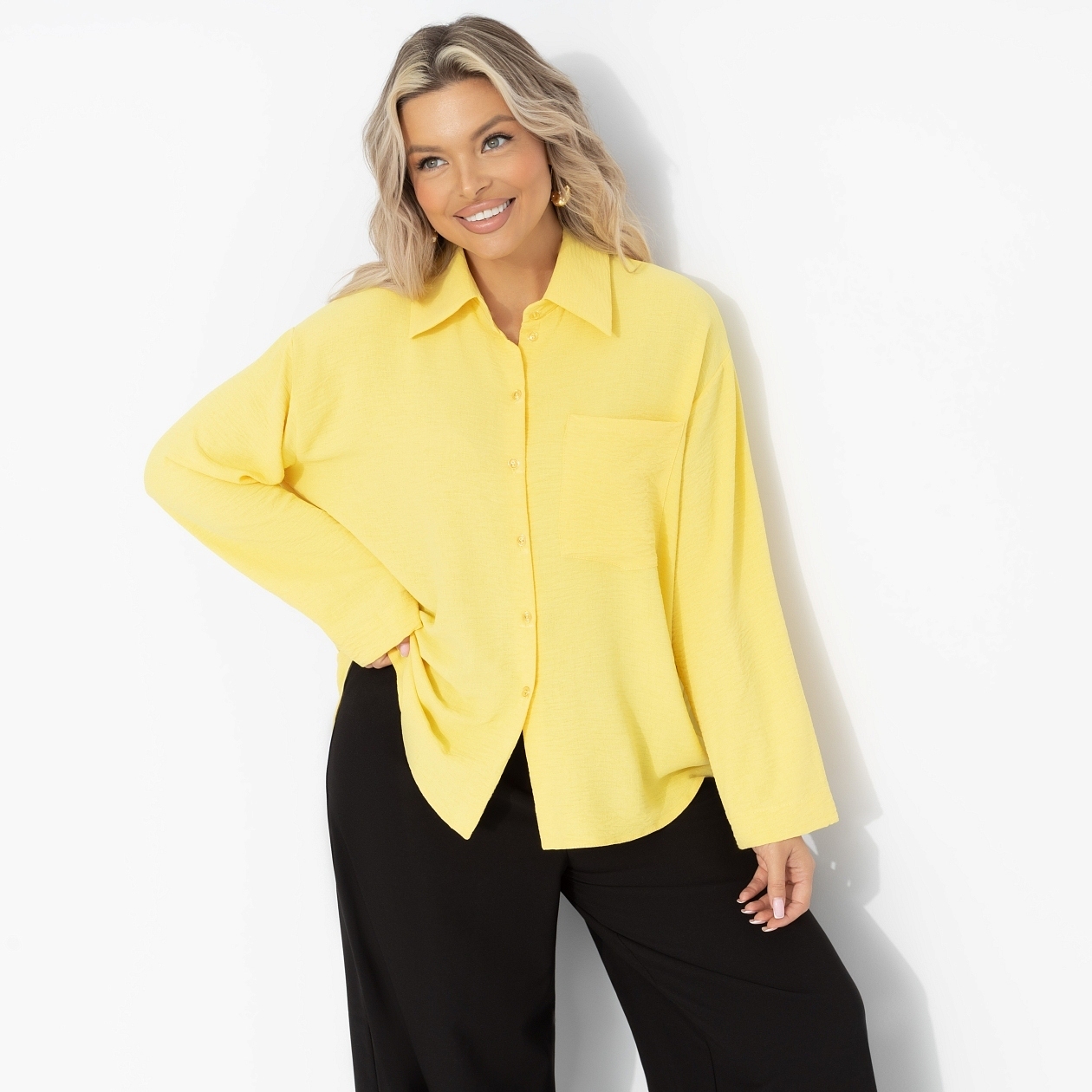 Рубашка свободного кроя, Создала себя сама (желтая)