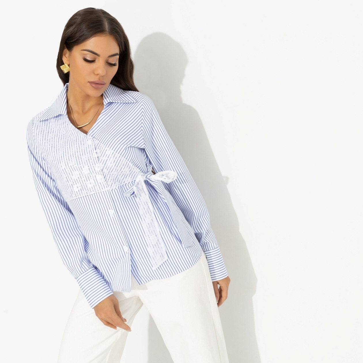 Рубашка с эффектом многослойности, Модная цель (белая)