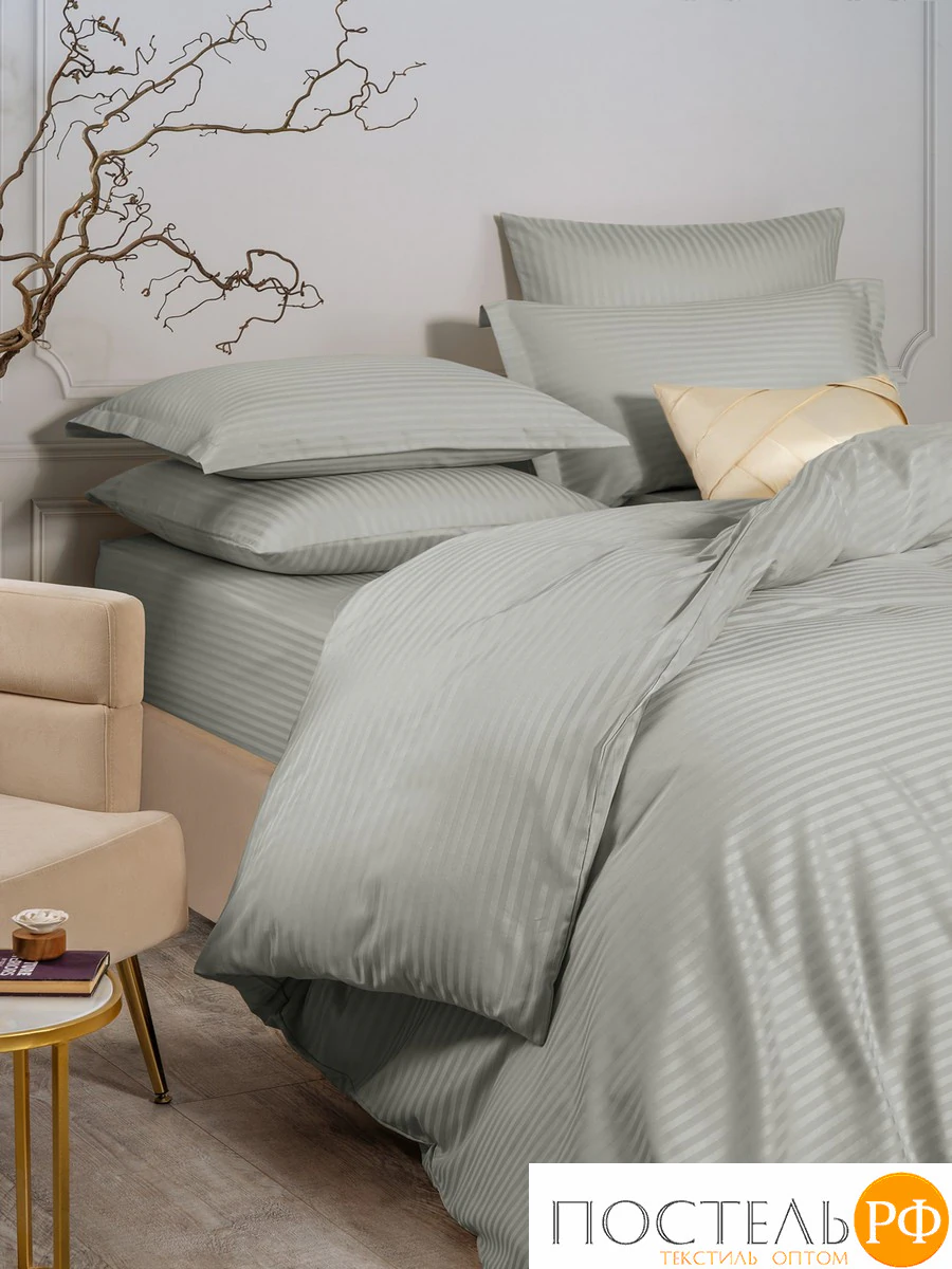 CASSIA ЛЮКС Страйп Сатин сер К-т Наволочек 50x70-2, 2 пр., хл/сатин